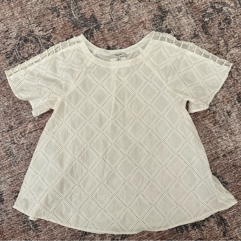 Madewell White Eyelet Top - Size XS